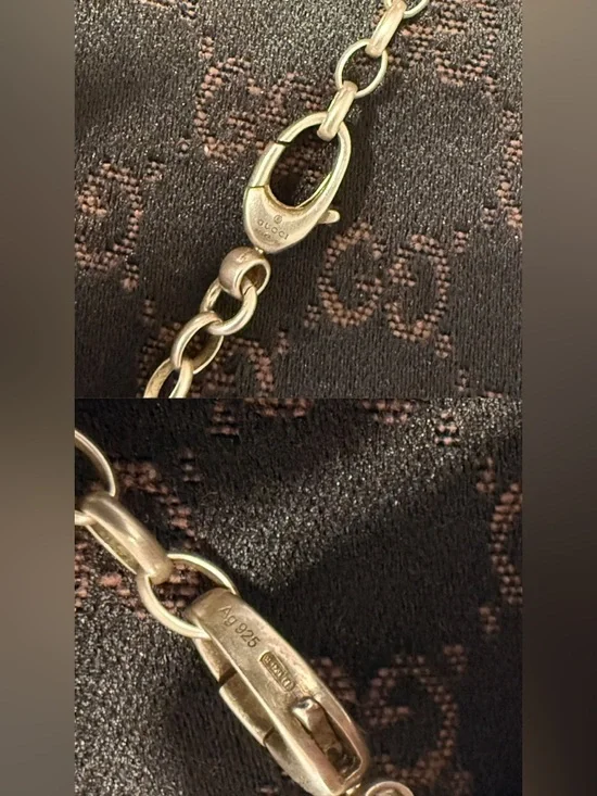 GUCCI Sterling Silver Interlocking G Pendant Necklace Ag 925 Italy - Picture 3 of 4